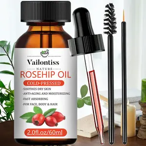 Rosehip Seed Oil, Natural Cold-pressed Rosehip Oil, Hair Softener & Facial Moisturizer, Carrier Oil for Skin, Hair, Nails & Massage