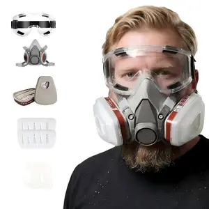 Professional Respiratory Mask for Paint Dust & Chemicals Half Face Gas Mask with Activated Carbon Filter &Protect your lungs from dust & fumes& Comfortable Silicone Seal for Woodworking & Spray Painting -  Reusable & Dual Protection Safety Gear