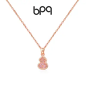 Bpq gourd necklace S925 silver powder moissanite Oriental fashion elegant shining female pendant necklace