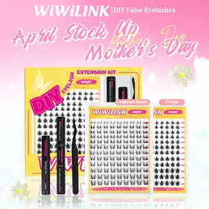 WiWiLink Short Manga Lashes, California Sunset Short, Freya Short | Cluster C/D Curl  Extension Kit | 8-14mm Lash Clusters with Bond, Seal, Remover - Ultra-Thin Transparent Bands |  Magic Anime False Eyelash Extension Kit dealsforyoudays