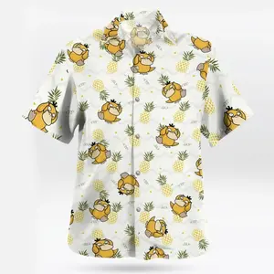 Cute Psyduck Pineapple Pattern Hawaiian Shirt Tropical Quirk Style