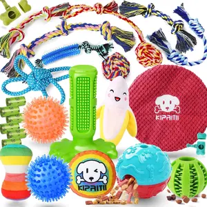 25 Pack Various Puppy Dog Toys for Teething, Entertainment & Interaction, Puppy Chew Toys Pack with Rope Toy, Treat Balls and Dog Squeaky Toys.