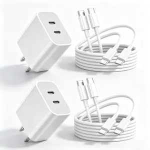 iPhone 17/16/15 Charger Sets 20W USB-C Dual-Port Fast Charger (with 10-ft durable long USB-C to USB-C cable), compatible for iPhone 17/17 Pro/17 Pro Max/ 16 Pro Max/16 Pro/16/15 Pro Max/15 Pro/15/15 Plus/iPad/Galaxy S26/S25/MacBook Air/AirPods and More