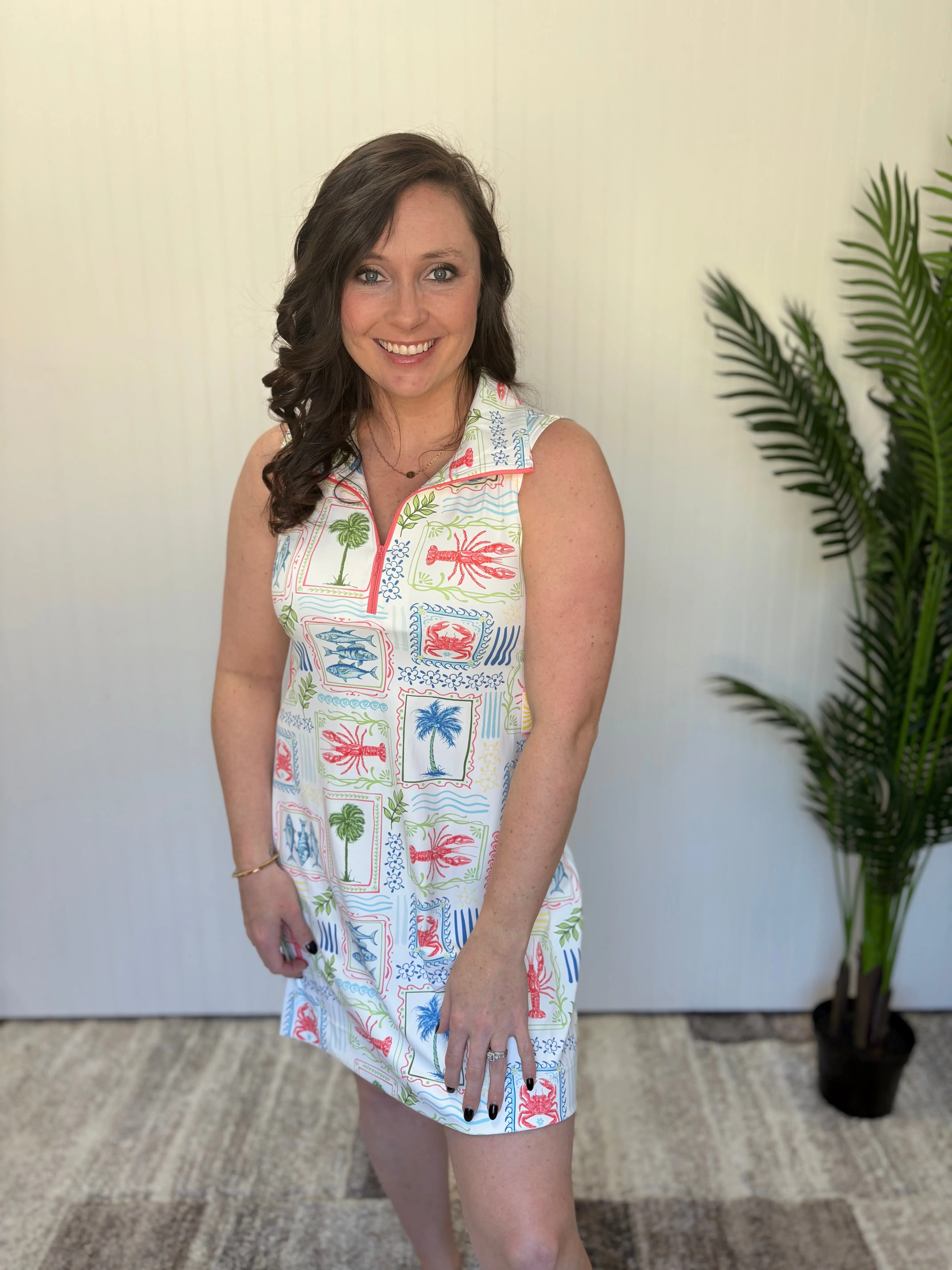 Sea Patch UPF 50 Resort Zip Collar Dress by Simply Southern