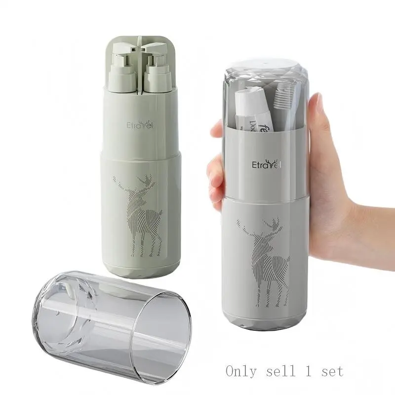 Travel Wash Basin Kit, 5-Piece/8-Piece Set, Toothbrush Holder, Mirror, Dispenser Bottle, Comb, Towel, Ideal for Travel, Business Trips, Camping
