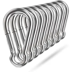 304 Stainless Steel Spring Snap Hooks Heavy Duty Metal Clip Small Snap Clamp Rope Connector Key Chain Link Buckle for Hammock Swing Set Outdoor Travel Camping Fishing Hiking