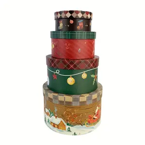 [holiday gifts][christmas gift] 4pcs Christmas Nesting Gift Boxes, Party Decoration Storage Containers in Various Styles for Flowers and Presents  Perfect for Holiday & Home Décor, Festive Containers, Holiday Decorations, Decorative Boxes,