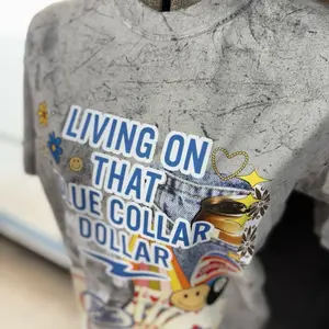 Living on that blue collar dollar collage tshirt