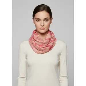 Sunflower Print Floral Infinity Loop Scarf Pink