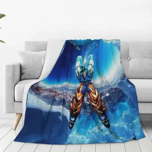 Goku Bed Throw Blanket – Soft Flannel Blanket for Bedroom, Dorm Room, Sofa, Couch, Travel & Movie Nights, Warm Cozy Anime Blanket for Fans