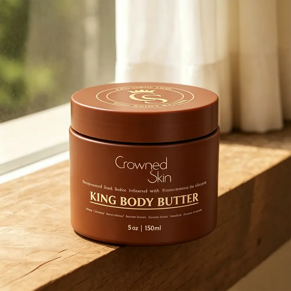Crowned Skin King Cologne Body Butter for Men, Sandalwood & Leather Warm Sensual Scent, Organic Shea & Mango Butter Deep Moisturizer, All-Day Long Lasting Fragrance Body Cream