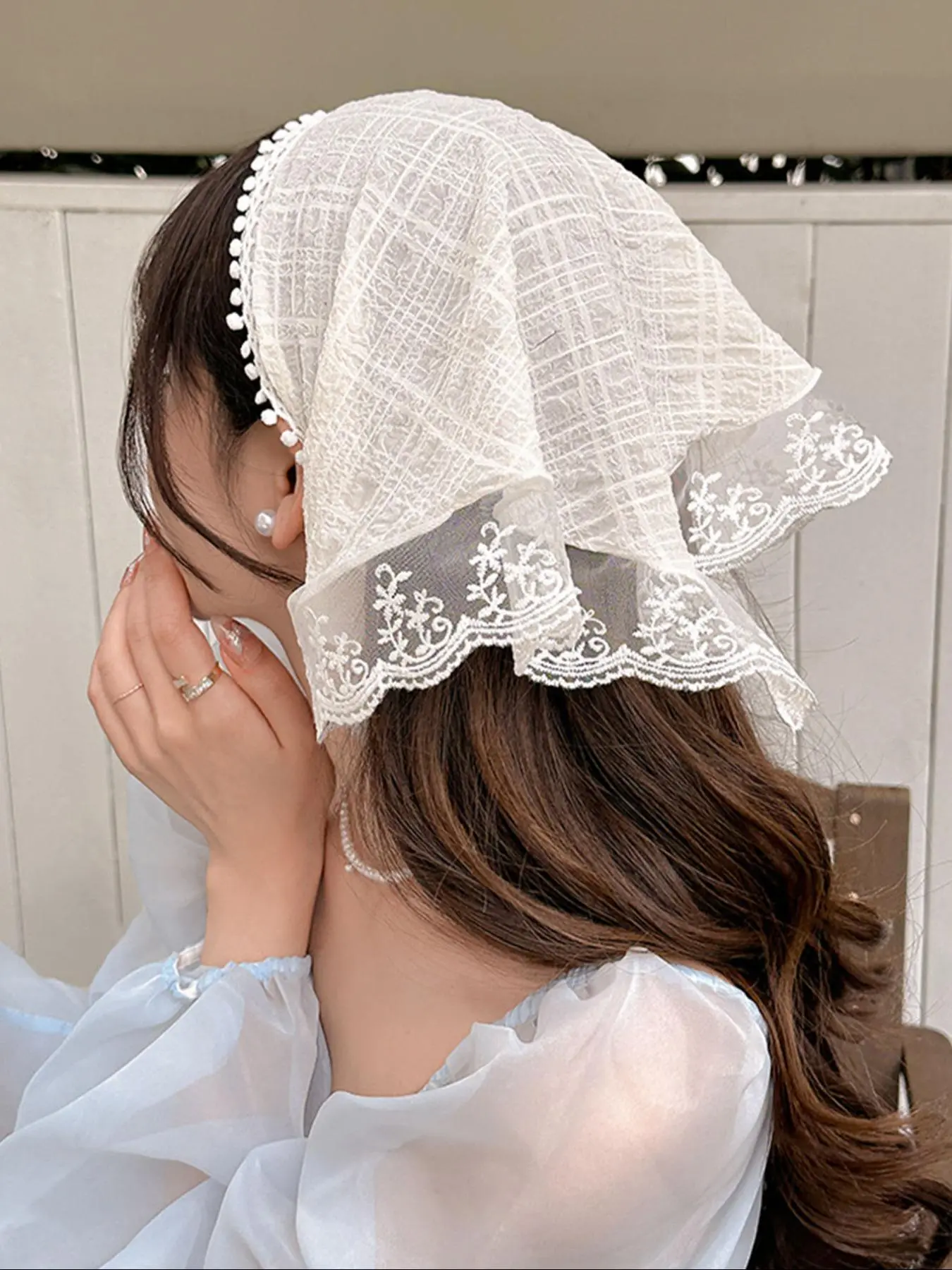 Women's Boho Style Lace Head Scarves, Vintage Floral Embroidered Head Scarves for Weddings, Parties and Formal Occasions, Fashion Accessories for Women, Boho Style Scarf, Headscarf
