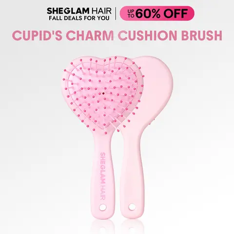 SHEGLAM HAIR Cupid's Charm Heart-Shaped Flexible Bristles Plastic Cushion Detangling Brush, Hair Tool for Scalp Massage, Longer Grip Easy Daily Styling, Suitable for Multiple Hair Types
