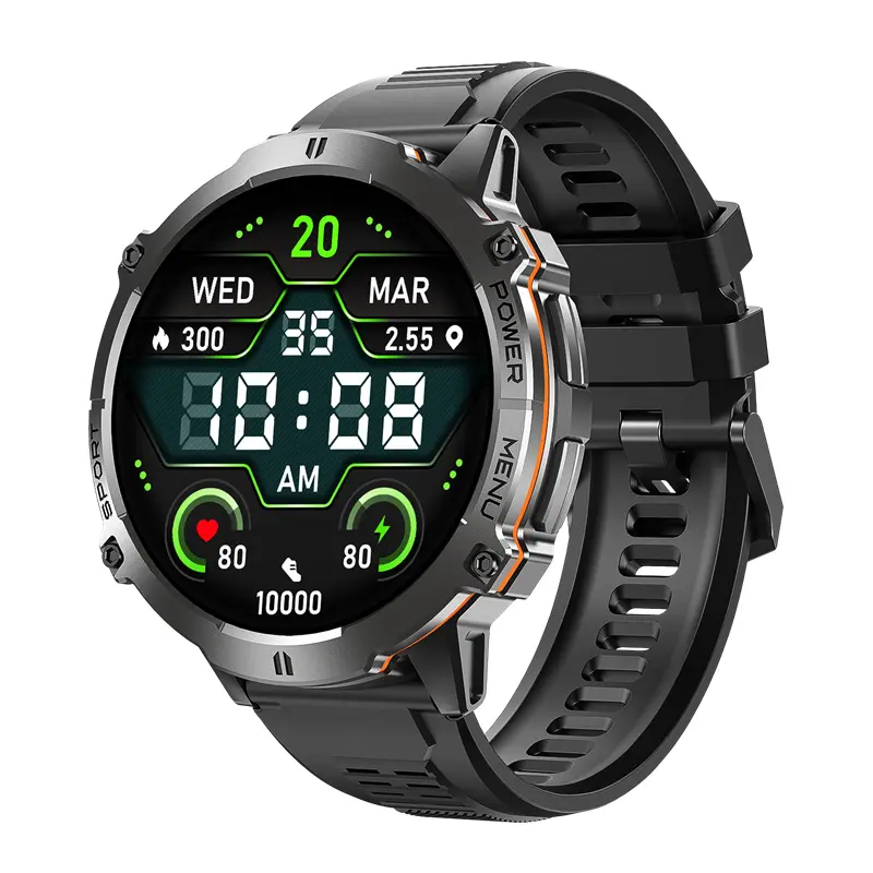 2026 New X3 Men's Round AMOLED Touchscreen Smart Watch - Cordless GPS Sports Activity Tracker, Fitness Device with Customizable Digital Sensor, Pedometer, Compass, Altitude Barometer, Heart Rate & Distance Trackers, Universal Silicone Band