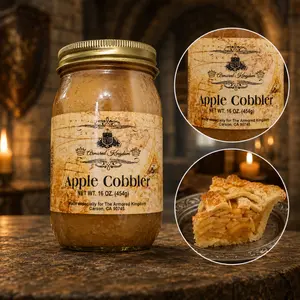 The Armored Kingdom Premium Apple Cobbler Pie in a Jar, 16oz, Real Delicious Apples, Yummy, Ready To Eat, Jarred, No Prep Needed Spiced Filling Buttery Crust