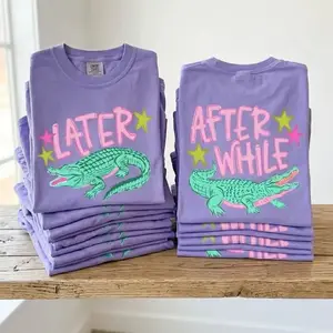 Later Gator After While Gator Comfort Colors Short Sleeve Summer T shirt Unisex Casual Graphic Tee Top for Daily Wear, Apparel Made In The USA		