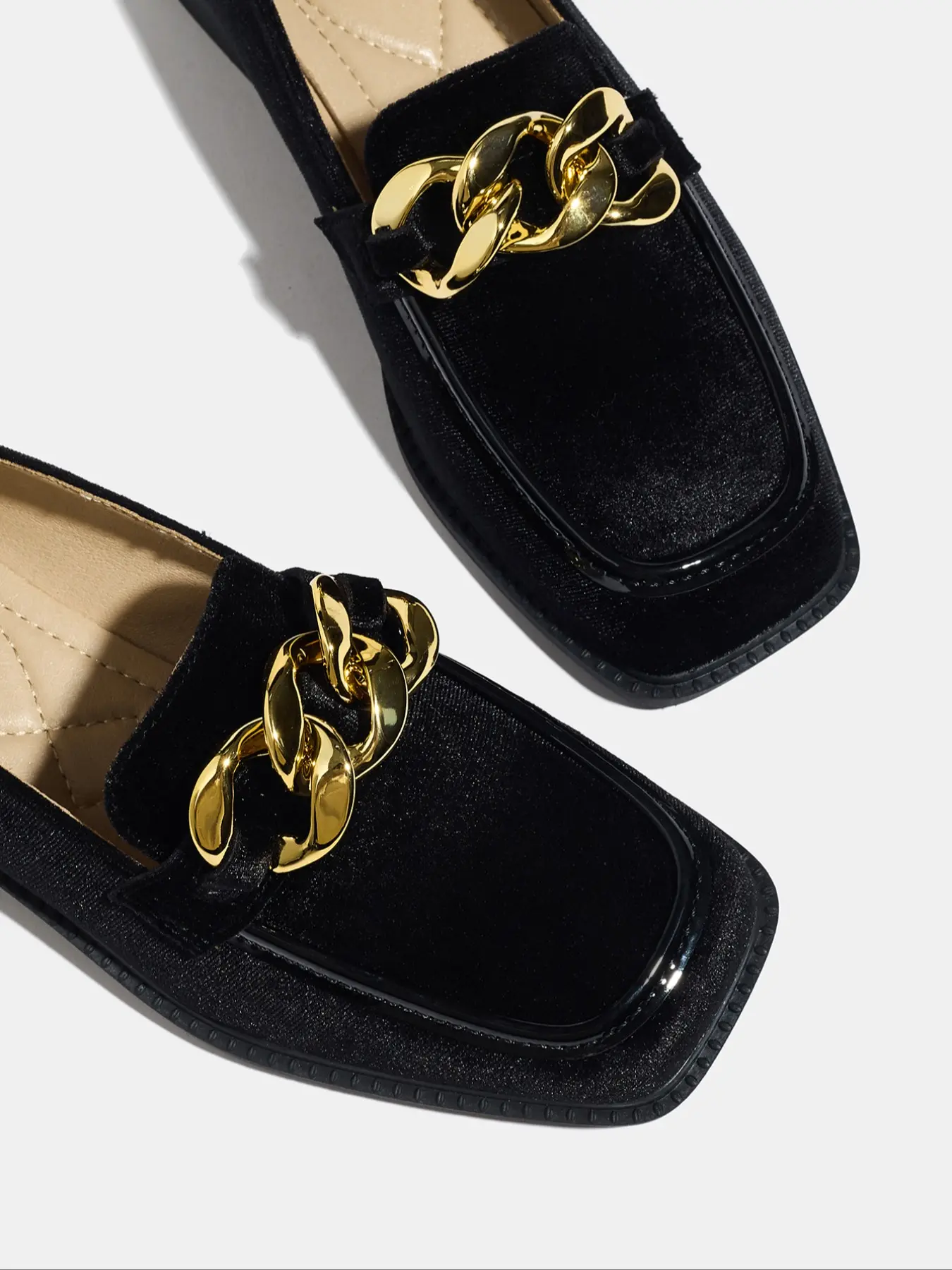 Women's Velvet Thick Sole Square Toe Loafers, Retro Style Fall Fashion Shoes, Comfortable Slip-On Design for Daily Wear