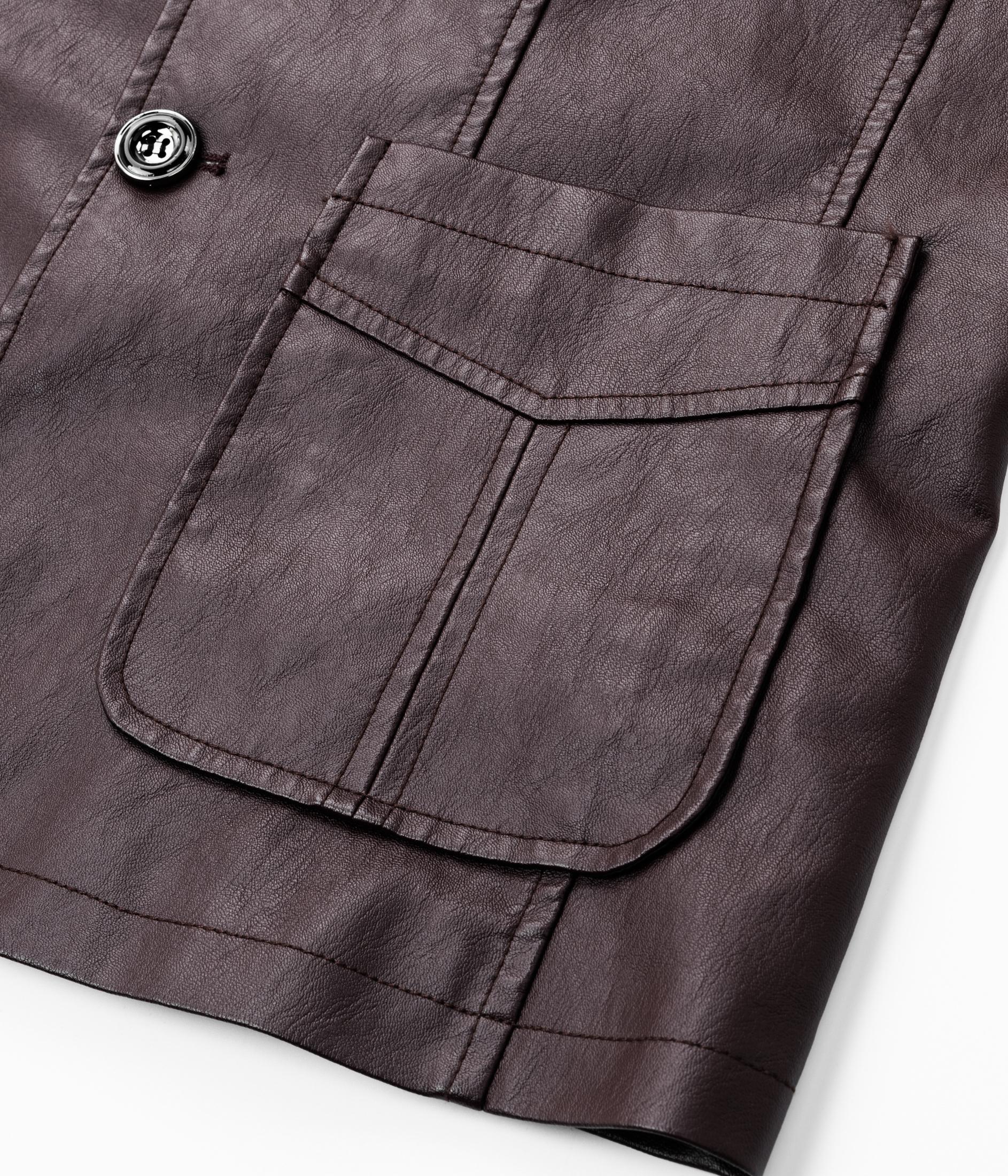 Men's Chic Faux Leather Slim-Fit Double-Button Blazer - Plain, Do Not Iron Business Casual Menswear for All-Seasons Commuting
