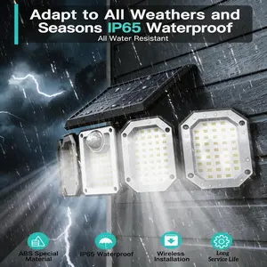 Outdoor Motion Sensor Light, 5 Head Solar Light, 300 LED Solar Light, Outdoor Wireless Floodlight, Motion Sensor, 270° Street Lighting Range