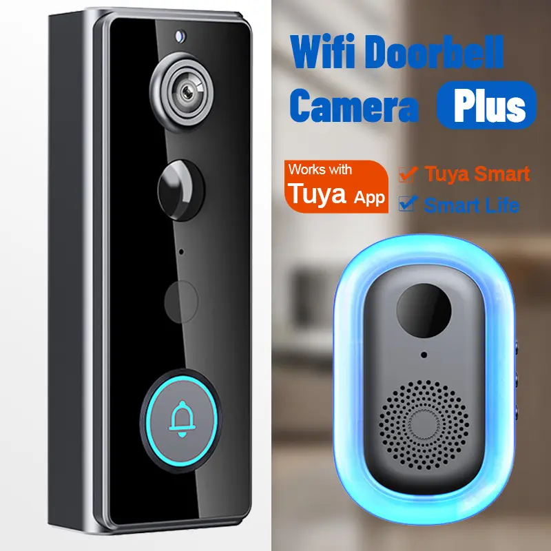 Wireless Smart Security Doorbell Camera With Indoor Chime PIR Motion Detect Voice‑Change Audio Night Vision Supports 128GB TF‑Card TF‑Card Not Included