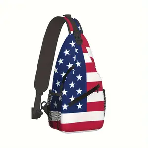 [Made in US] Crossbody Chest Bag Hiking Backpack American Flag Shoulder Bag Folding Large Capacity Fashion Durable Can Be Used for Shopping, Work, Leisure TravelBeach Bag Fishing Backpack