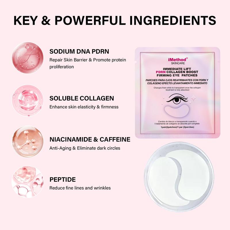 【TIKTOK exclusive】 iMethod Instant Lift Eye Mask - Under Eye Patches, (8+2) Pair PDRN Collagen Boost Eye Mask for Firming, Reducing Fine Lines & Wrinkles, Tightening Eye Patches for Puffy Eyes, Eye Bags, Dark Circles
