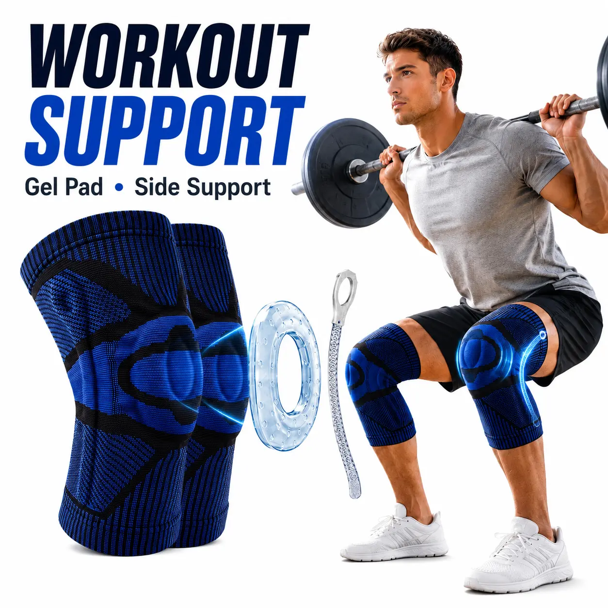 2 Pack Sports Knee Brace - Cushion Around Kneecap, Comfortable Stretch Fit Leg Protectors Sports Sleeves & Support for Active Lifestyles, Relieves Knee Pain, Ideal for Wrestling, Running, Hiking, Shop Now, Knee Compression Sleeve, Casual Sports Sleeves &