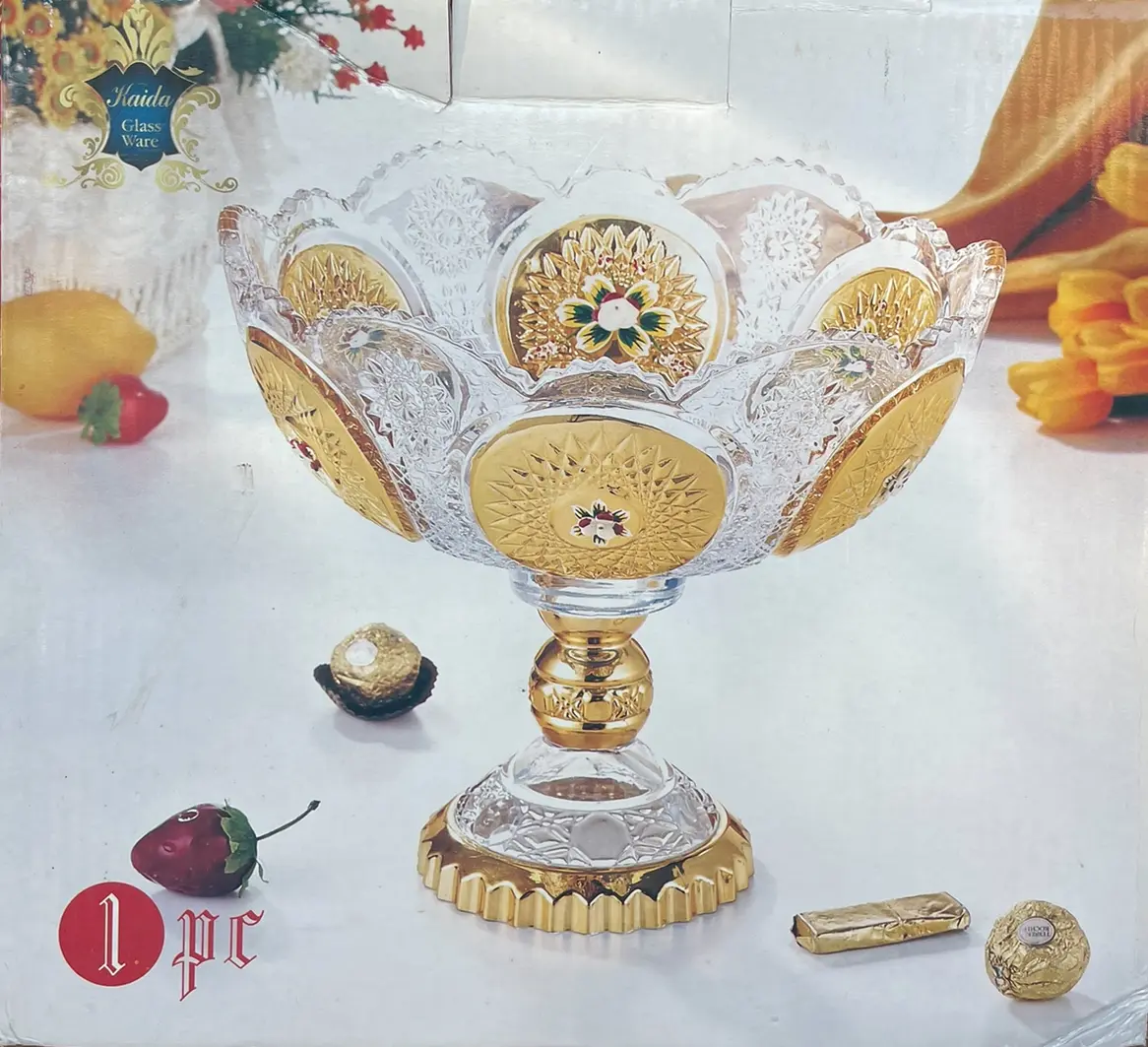 Luxury Crystal and Gold Decorative Fruit Bowl
