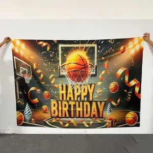 Dynamic Basketball-Themed Party Decoration, Multiple Sizes, Perfect for Studio & Family Celebrations, Polyester Material