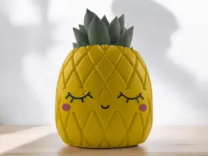 Graceful Pineapple Planter - Smiling Face with Lashes, Perfect for Succulents (ONE planter)