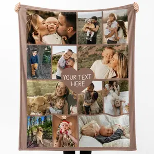 Custom Photo Blanket Collage, Picture Blanket With Text, Memorial Blanket, Friend Couples Gift, Birthday Anniversary Gift, Family Blanket