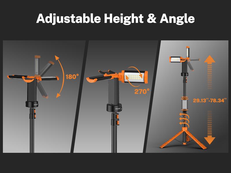 OGERY Rechargeable 10000mAh Camping Light with Detachable Tripod ( 1.75 to 6.5 Feet ), 2200 Lumens Cordless Dimmable Work Light & Emergency Light Outdoor Hiking Gear OGERY Rechargeable 10000mAh Camping Light with Detachable Tripod ( 1.75 to 6.5 Feet ), 2200 Lumens Cordless Dimmable Work Light & Emergency Light Outdoor Hiking Gear