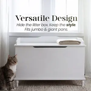 Jumbo Cat box Litter Box Enclosure in White