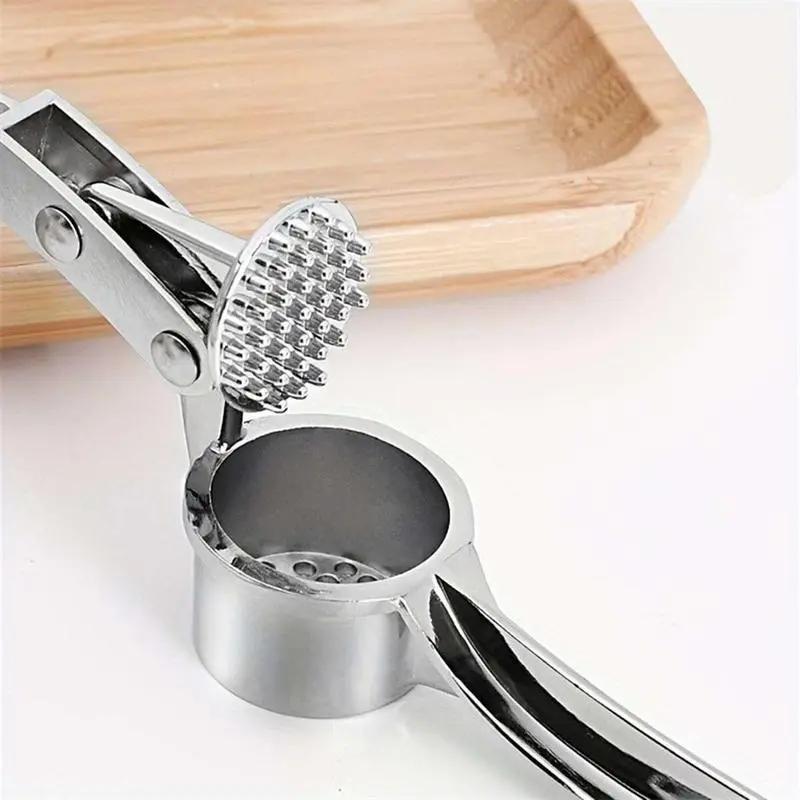 Stainless Steel Garlic Press, Heavy Duty Manual Garlic Crusher Tool, Easy Squeeze & Clean Kitchen Gadget for Garlic, Ginger, Herbs, Cooking Prep and Home Kitchen