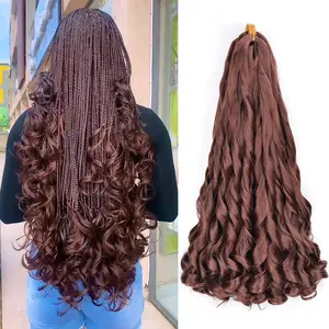 Synthetic French Curl Braiding Hair for Black Women 22 Inch 8 Packs Curly Braiding Hair for Box Braids 75g/Pack Tangle Free Bouncy French Curls Braiding Hair Extensions 22Inch 8 Packs 33# Knotless Crochet Hair