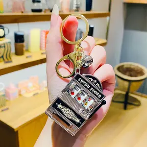 Fruit Slot Machine Keychain Key Pendant Lucky Charm Jackpot Keychains Mini Casino Pendant Bag Charm Novelty Gifts for Kids Adults