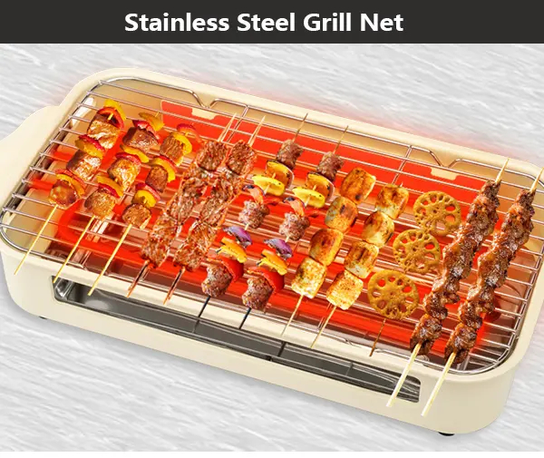 Product Introduction of Pukomc Electric Indoor Grill,2 in 1 Indoor Grills for Kitchen with Grill Net & Non-Stick Cooking Removable Plate, Temperature Control, Dishwasher Safe, 1500W Smokeless barbecue Universal Griddle 4