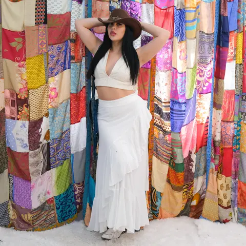 Women's Soft Wrap Maxi Skirt - Bohemian Viscose Lightweight Fabric, Adjustable Waist, Feminine Flared Layered Style, Ruffled Detail, Day & Festival Wear, Perfect Fit