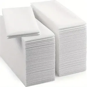 100-Pack Premium White Folded Pre Rolled Napkins – 40 x 30 cm Bulk Unscented Guest Hand Towels, Ideal for Hotels, Weddings, Christmas, Halloween & Baptism Ceremonies – Lint-Free, Disposable & Elegant