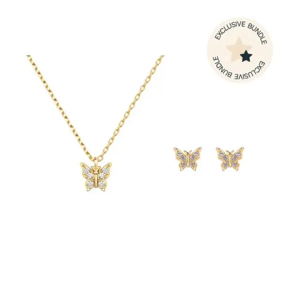 PAVOI 14K Yellow Gold Plated Butterfly Necklace & Stud Earrings - TikTok Exclusive Set PAVOI 14K Yellow Gold Plated Butterfly Necklace & Stud Earrings - TikTok Exclusive Set