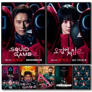 PIKPAKA Korean Thriller Movies S-Squid Game Poster HD Waterproof Art Sticker | Custom DIY Self-Adhesive Wall Print | Fade-Resistant, Long-Lasting Decorative Poster for Home, Office, Living Room, Bar | Multiple Sizes, High Definition, Easy to Apply & Clean
