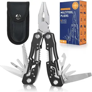 14-In-1 Multitool with Safety Locking, Professional Stainless Steel Multitool Pliers Pocket Knife, Bottle Opener, Screwdriver with Nylon Sheath ,Apply to Survival,Camping, Hunting and Hiking 2 Pcs