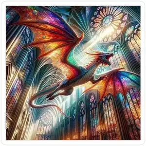 1 set of DIY diamond painting kit, 5D diamond art set, DIY decor dragon, church, colorful mosaic, diamond art, DIY art home decoration
