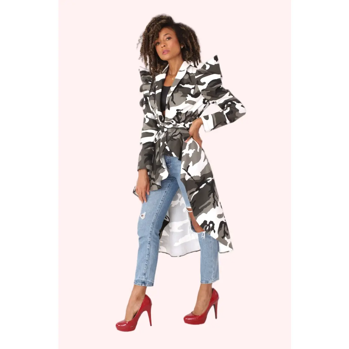 Camo Print Longline Jacket -81896