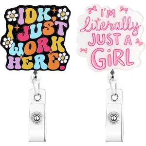 2 count Cute Nurse Badge Reel Funny Glitter Badge Reel Retractable with  Clip Cute Gifts for  Student RN LPN CNA MA  Worker Teacher  Fun Office  Essentials