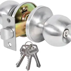 Door Knob with Lock and Key, Keyed Entry Door Knob, Exterior and Interior Door Lock for Front Commercial and Residential Area, Home, Office, Hotels