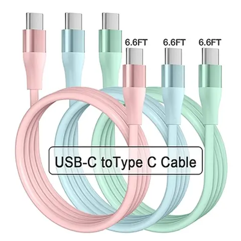 20W USB-C to Type-C Fast Charging, 6.6FT Phone Charging Data Sync Cable Compatible with Apple iPhone 15/HUAWEI/Samsung/Xiaomi/OPPO & More USB-C Devices