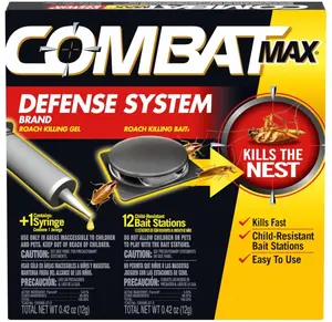 Combat Max Defense System Brand, Small Roach Killing Bait and Gel, 12 Count