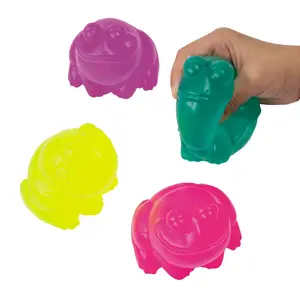 2 1/2" x 2 1/4" Frog Character Multicolor Rubber Squishies - 12 Pc.