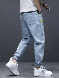 Men's Casual Basic Plain Denim Jeans, Drawstring Design for Comfort and Multifunctionality, Perfect for Daily Wear and Urban Style